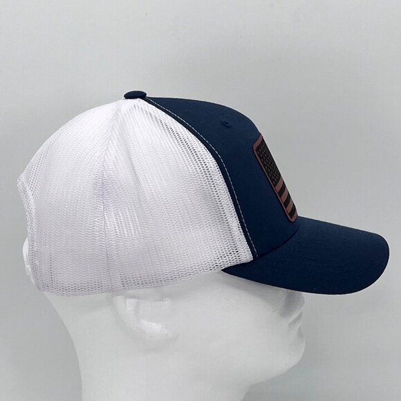 American Flag Trucker Hat Cap The Classics Adjustable Mesh Back Navy Blue White - Picture 9 of 12